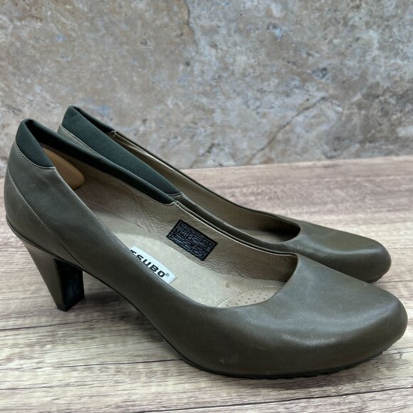 TSUBO Heels Pump Shoes Womens Size 9 Olive Green Leather Casual Dufay Tank - Picture 9 of 9